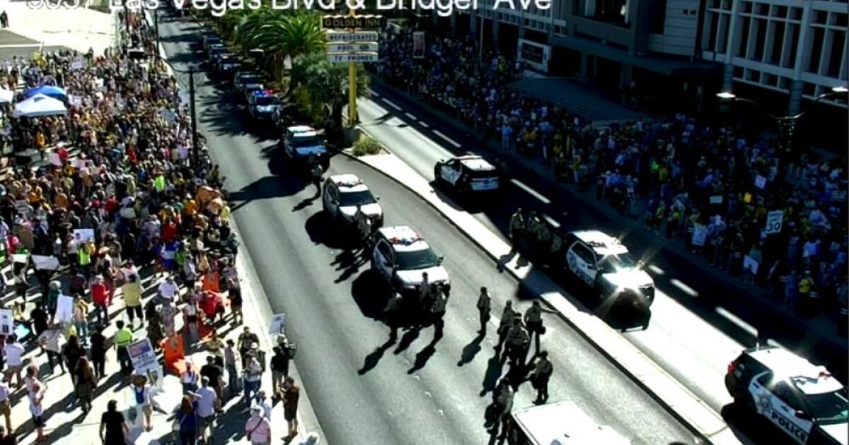 'No Kings' demonstrators take to the streets near Las Vegas courthouse