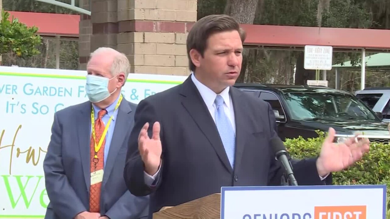 Florida Gov. Ron DeSantis gives COVID-19 update at River Garden Hebrew House for the Aged in Jacksonville, Jan. 25, 2021
