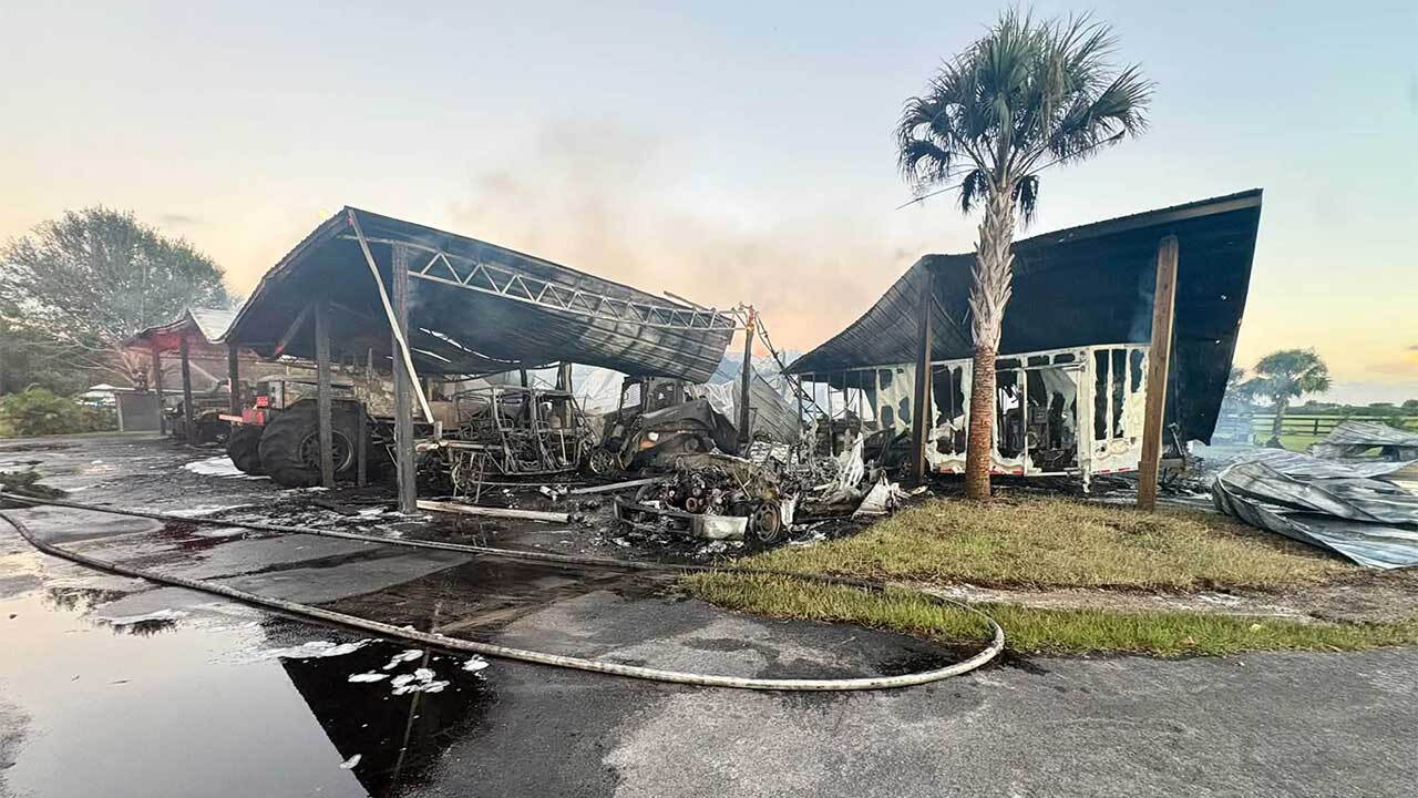 A barn that caught fire in Martin County on Sept. 24, 2026, caused large flames and sent black smoke into the air that could be seen for miles.