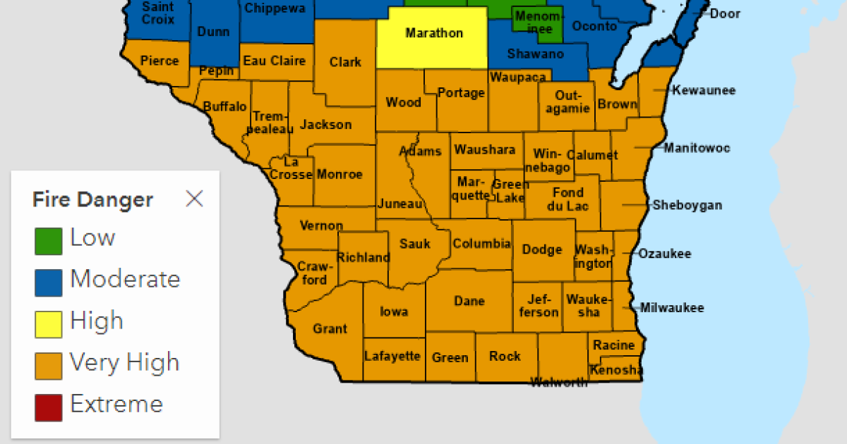 DNR Very high fire danger across southern Wisconsin