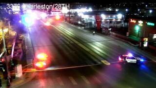 Crash closes all lanes on wesbound Charleston Boulevard at Mojave Road