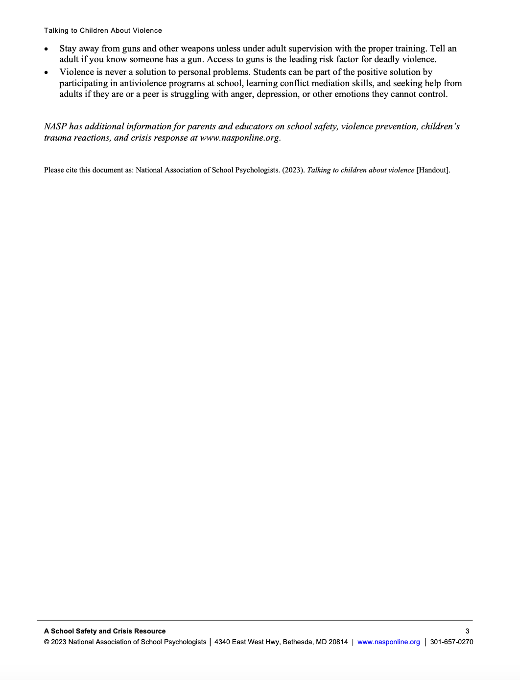 School Safety and Crisis