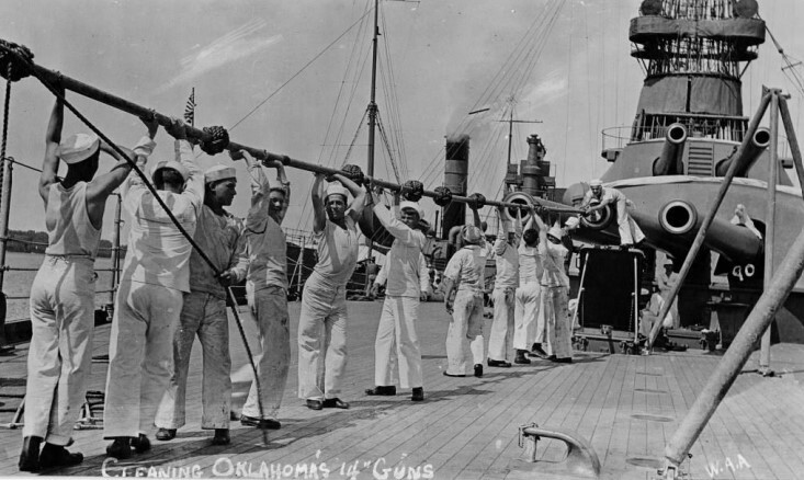 Crewmen aboard the USS Oklahoma