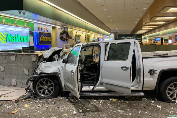 Truck crashes through baggage claim at Sarasota-Bradenton International