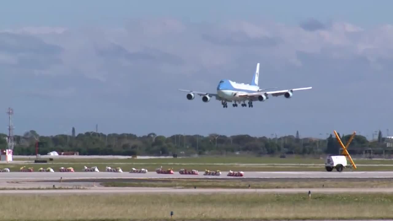 Air Force One arrives at Palm Beach International Airport, Jan. 30, 2024