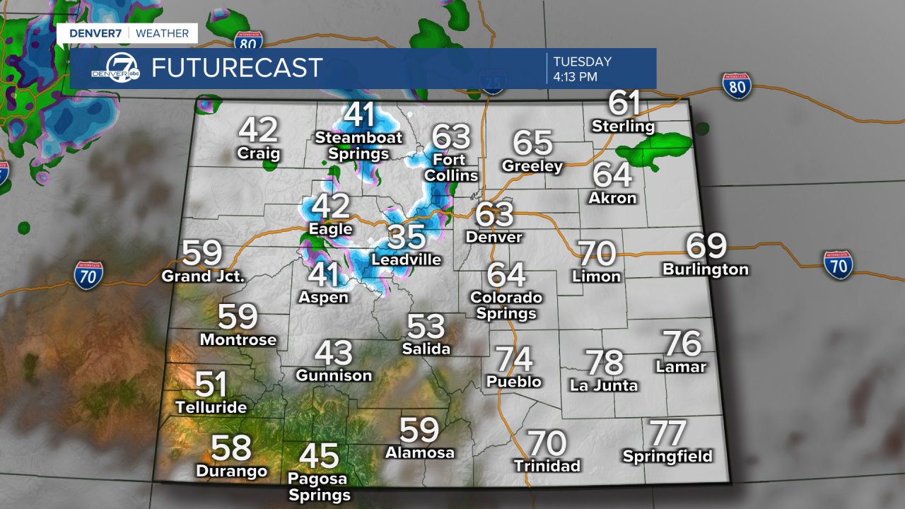 A chance of snow for the mountains on Tuesday.