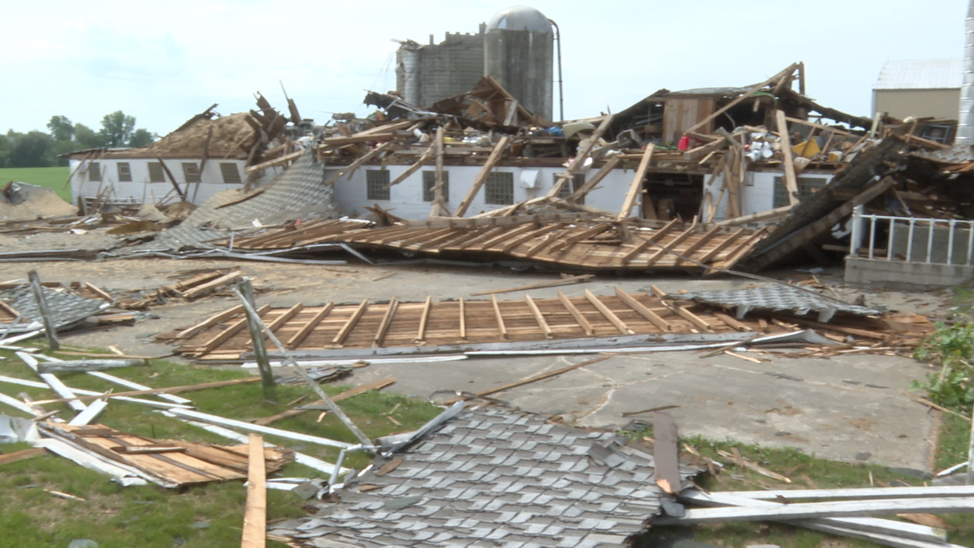 A barn in Town of Scott got almost destroyed after storms ripped through Sheboygan County Wednesday morning