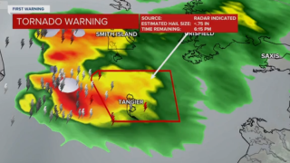Tornado warning for Tangier
