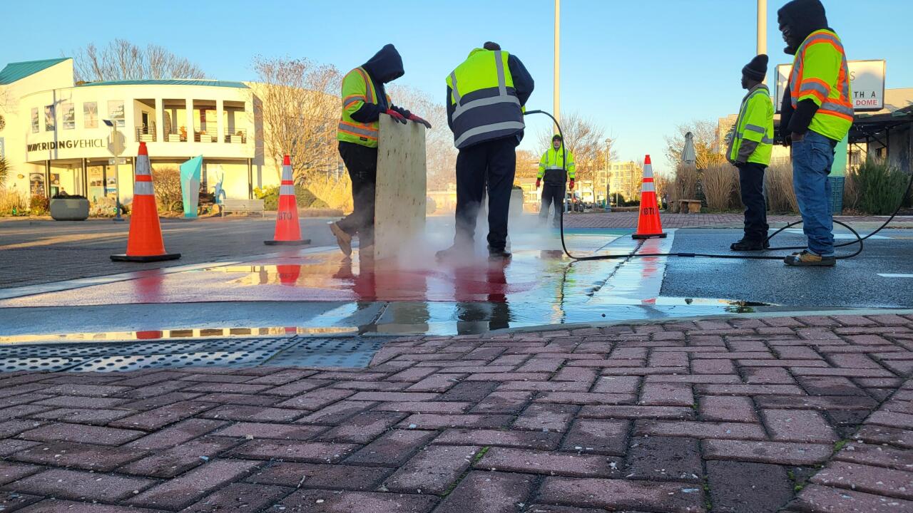 ViBe Pride crosswalk vandalism cleanup
