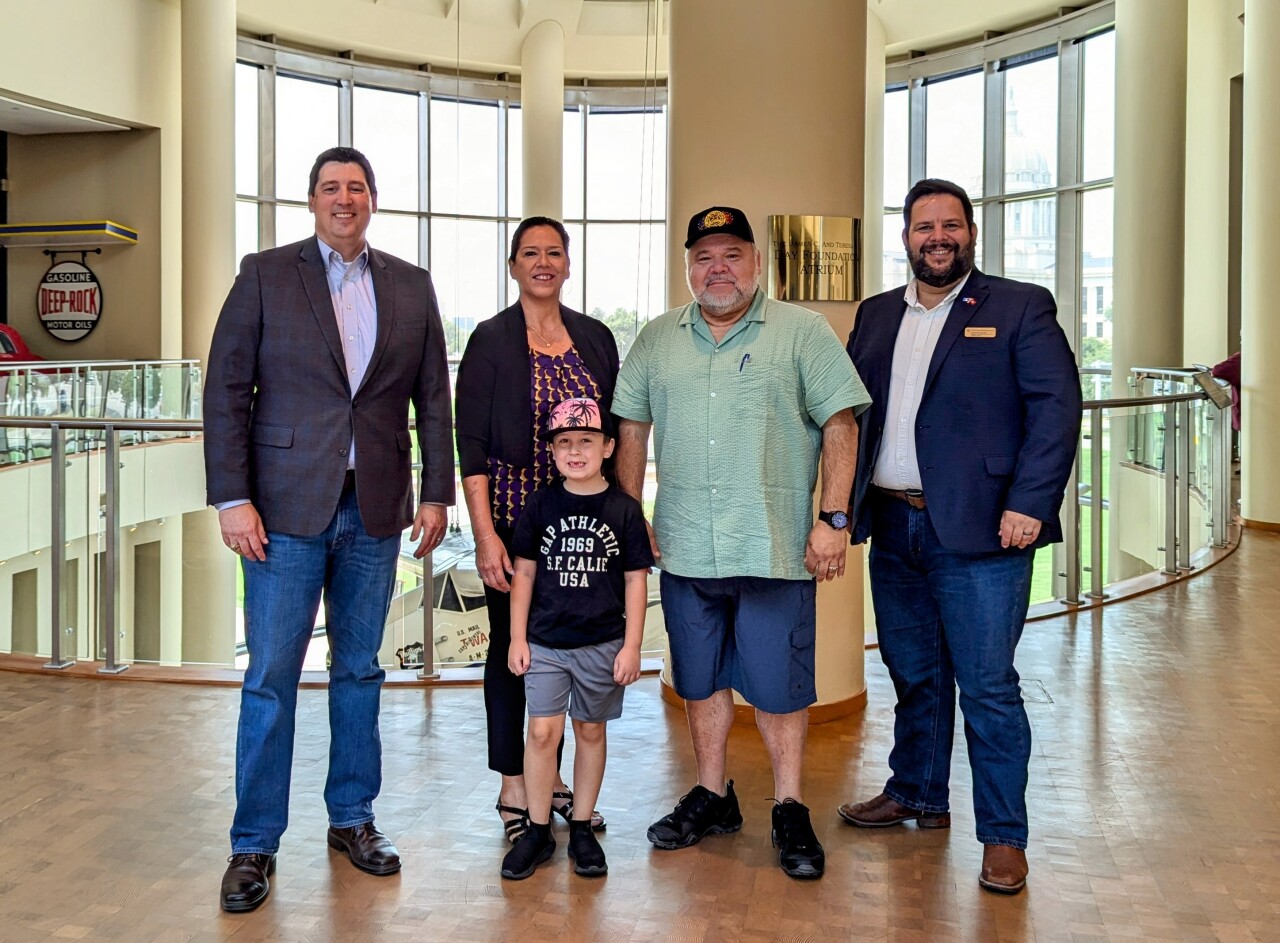 Trait Thompson, Anita Thorpe, Jim Thorpe and Chantry Banks after signing paperwork to sell the Jim Thorpe Home