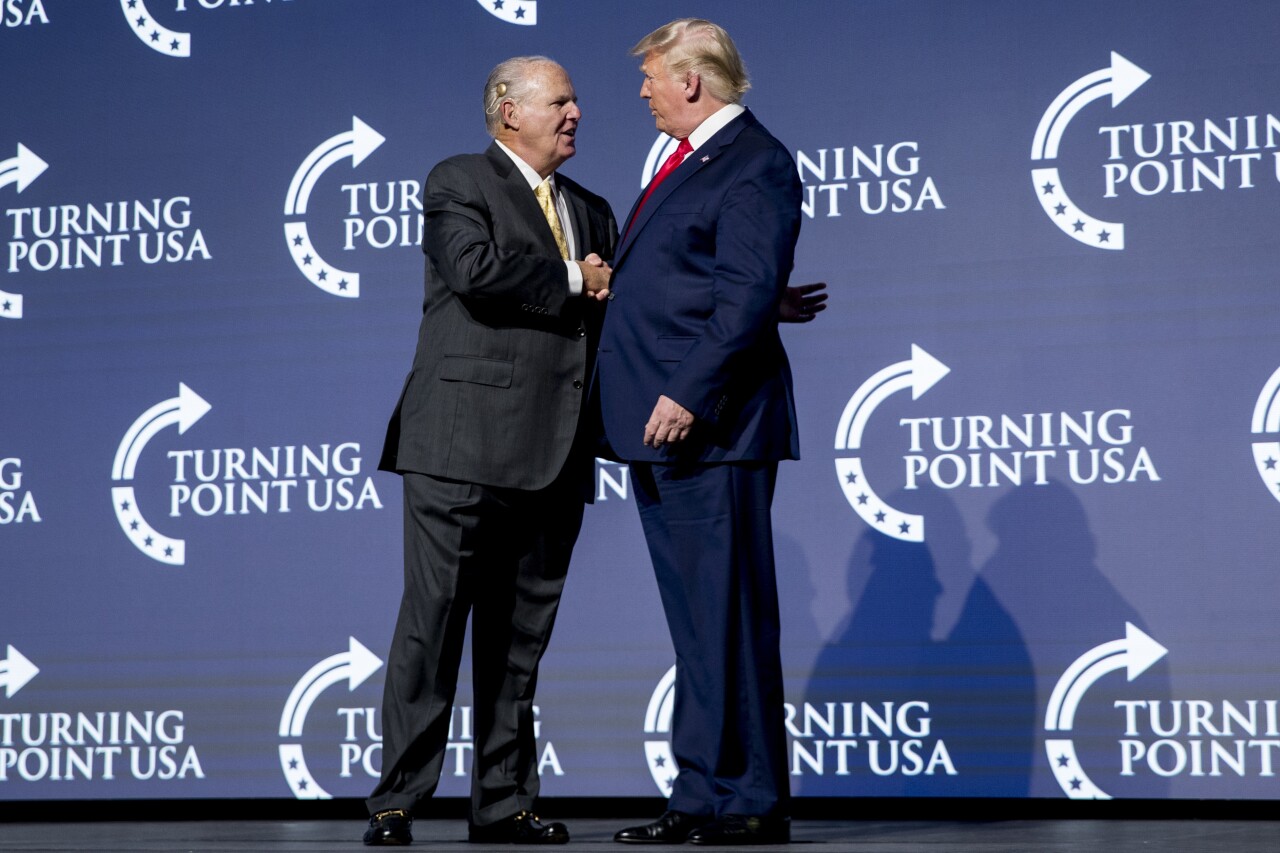 Rush Limbaugh and Donald Trump in West Palm Beach in 2019