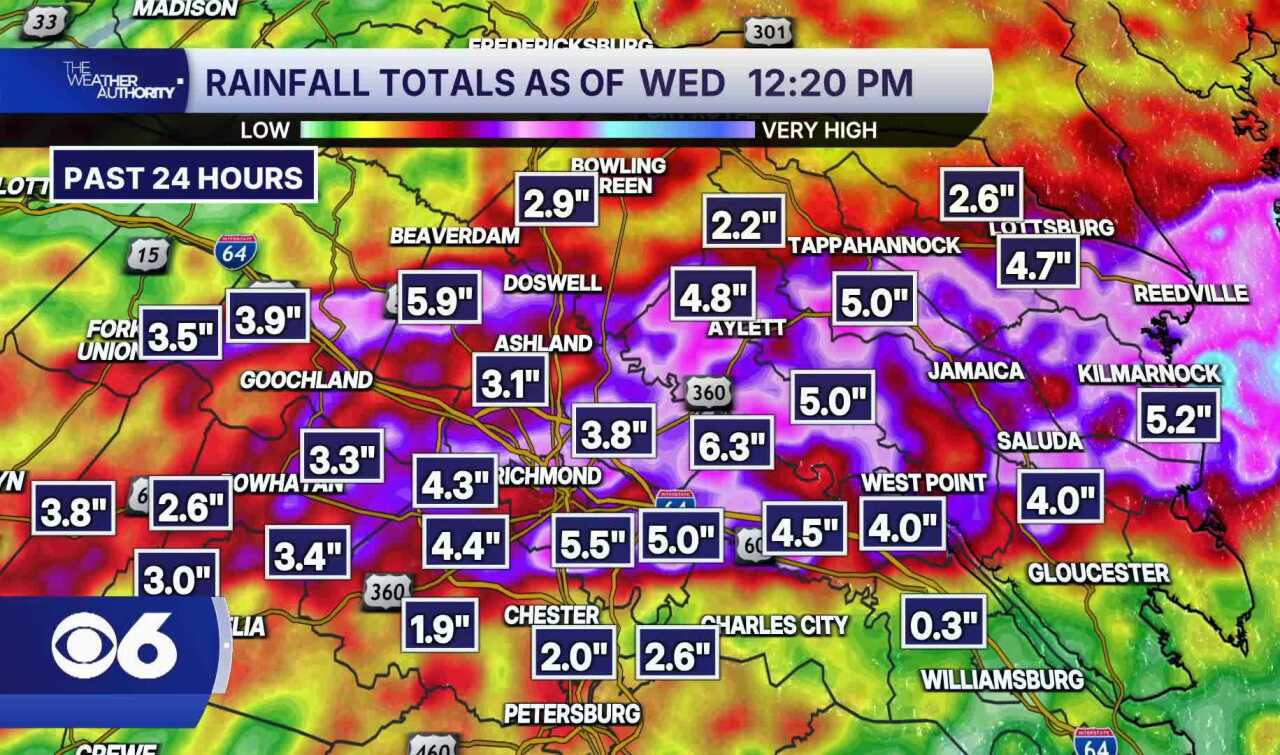 Rainfall Totals July 21, 2026 RVA