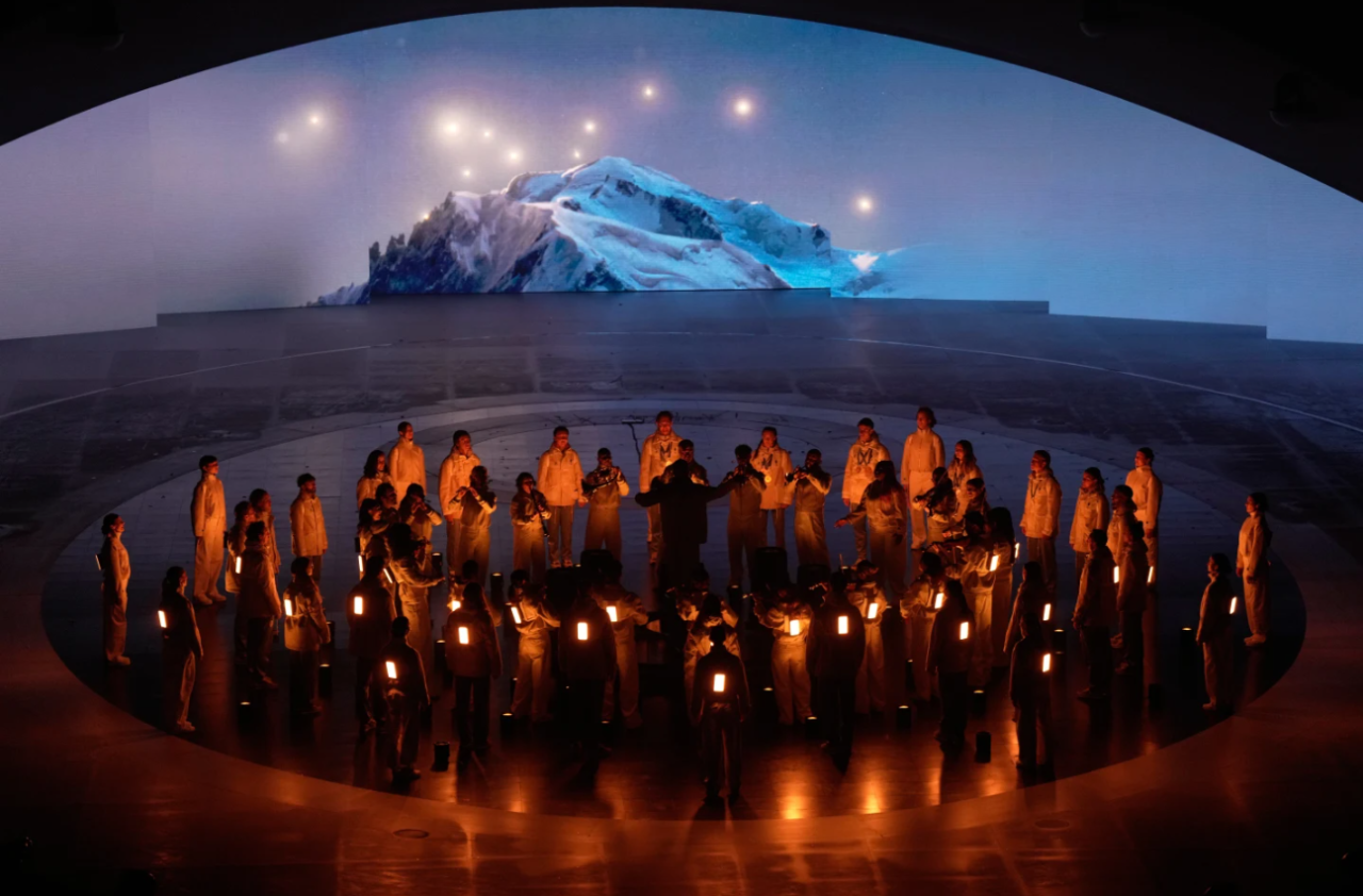 Artists perform during the closing ceremony of the 2026 Winter Olympics, in Verona, Italy, Sunday, Feb. 22, 2026.