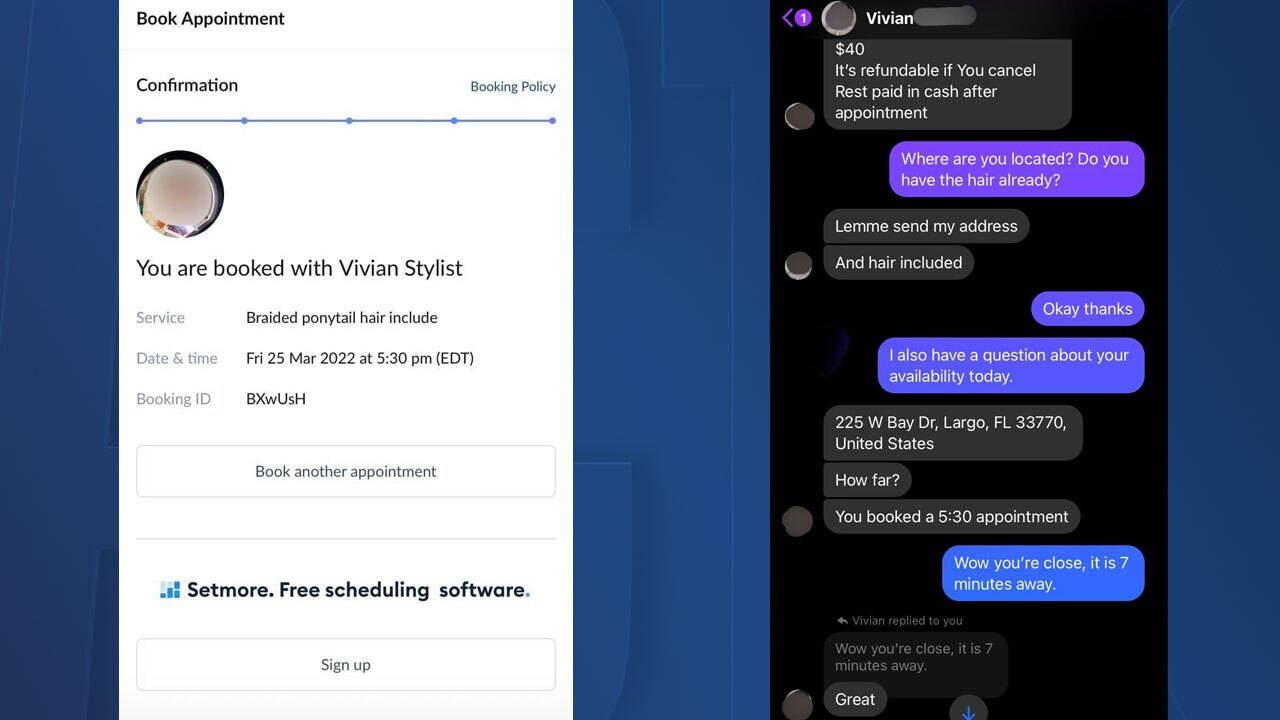 Salon scammer communications