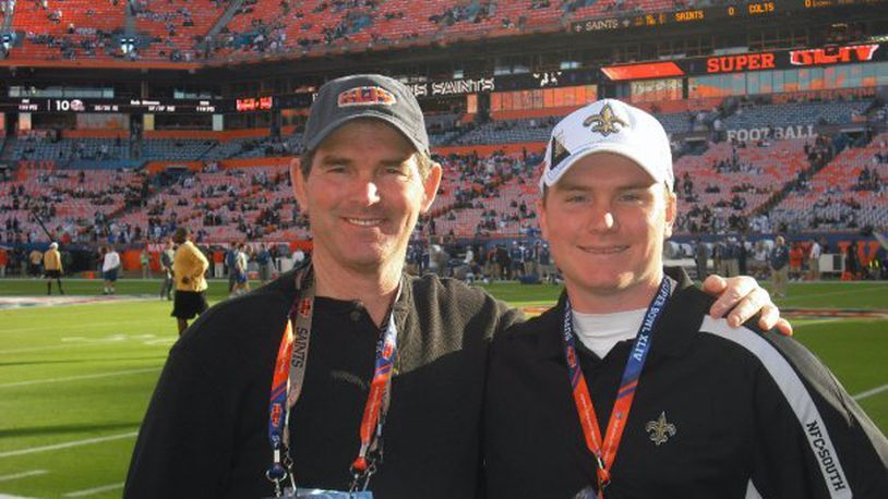 Mike Zimmer and his son Adam when they coached for the Bengals 