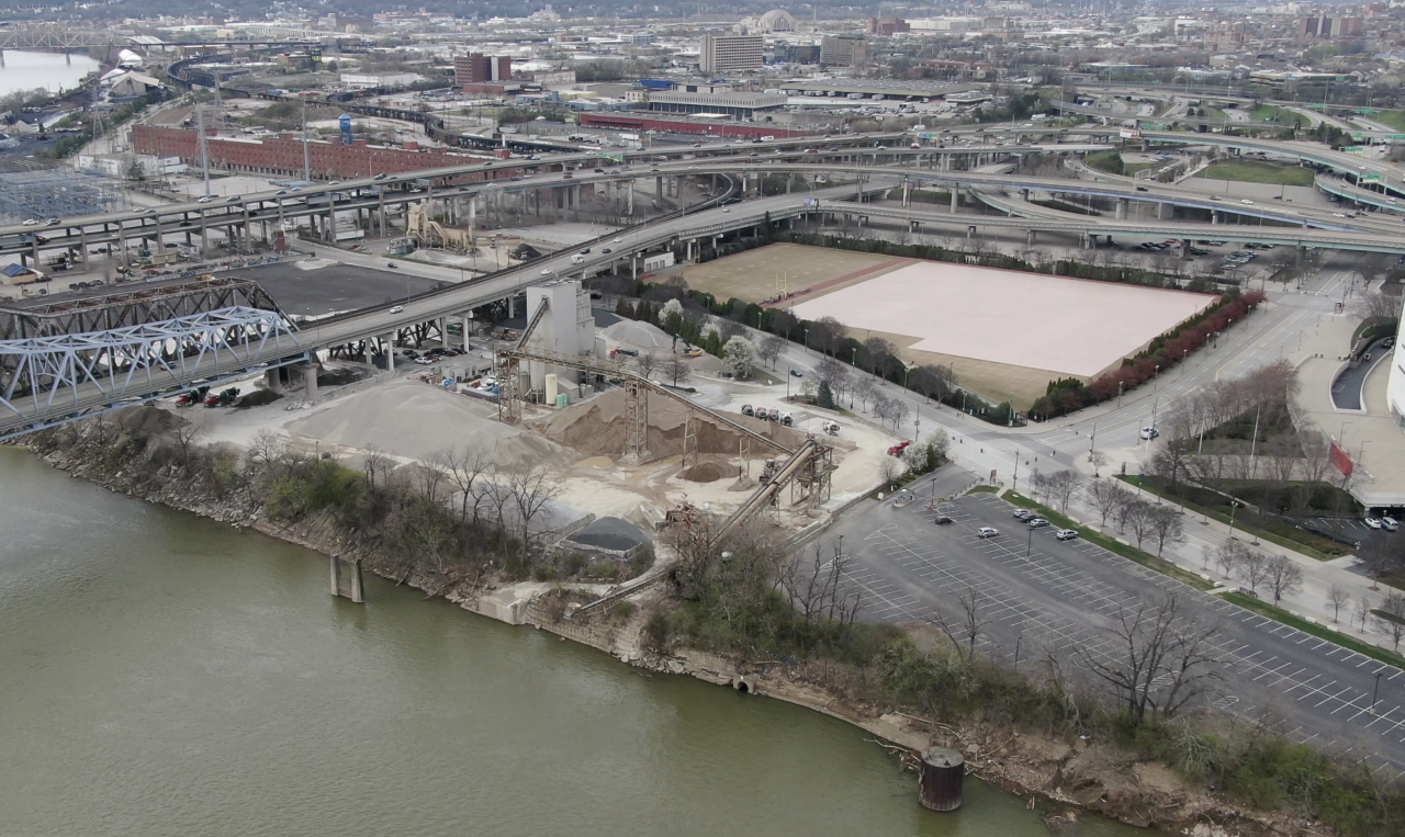 Hilltop Basic Resources and the site of the proposed temporary Bengals practice facility.