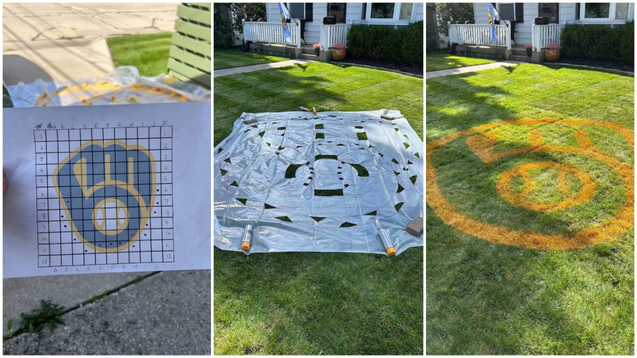 Duran said he traced a grid onto plastic, enlarged the logo and cut out a stencil before painting the design.
