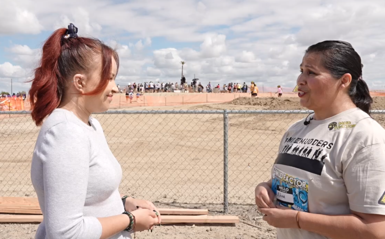 Delano Neighborhood News Reporter Ruby Rivera interviewing Kern River Blue Star mom Elena Estrella