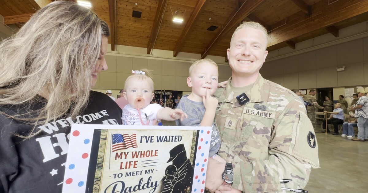 Iowa National Guard 'Red Bulls' return home after year in Middle East; a few met their newborns