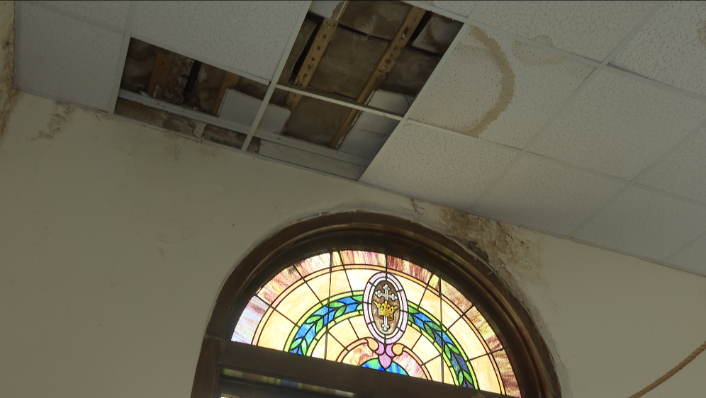 Damage inside church