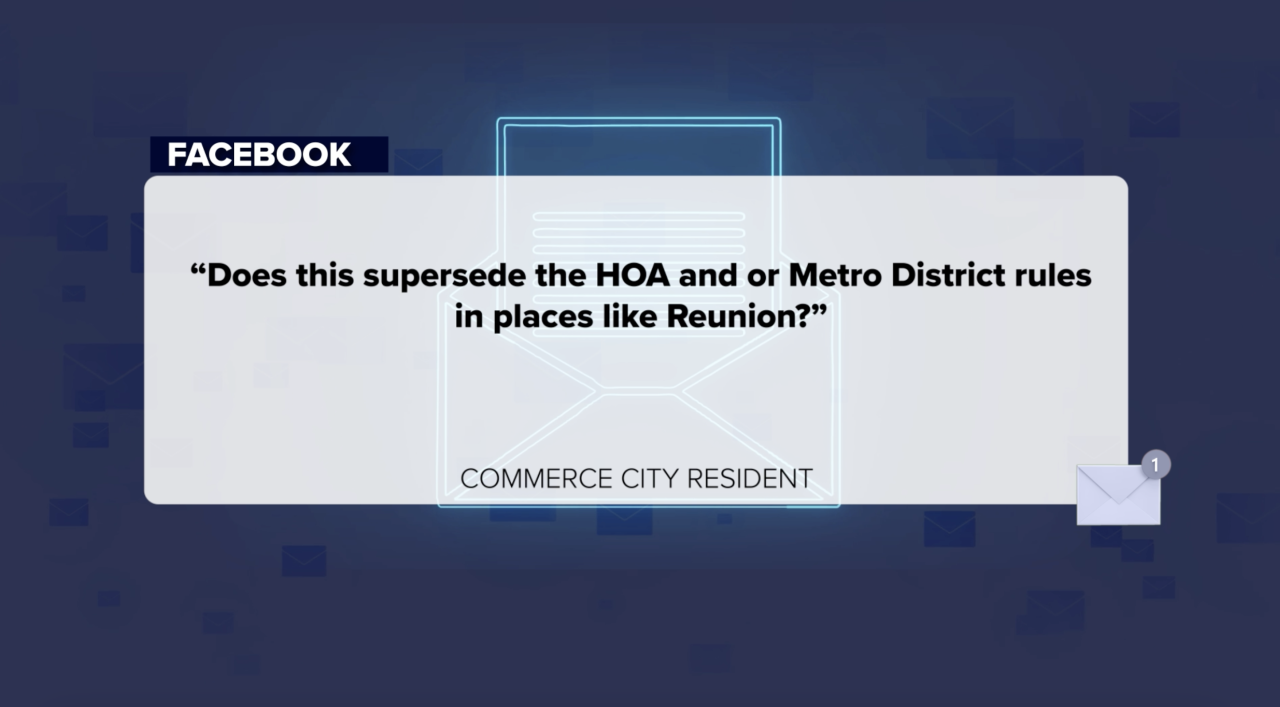 Commerce City resident question to the city.