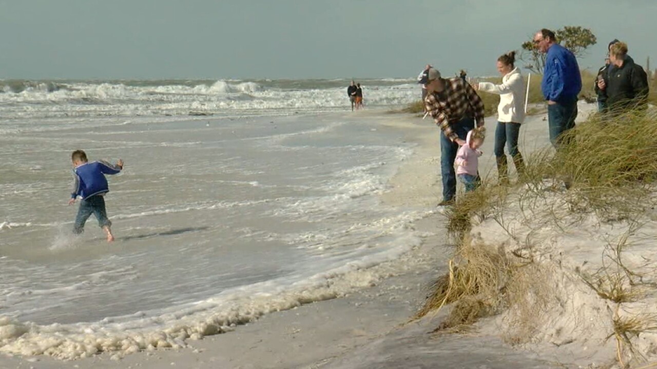 Clearwater Beach submerged during Friday's high tide