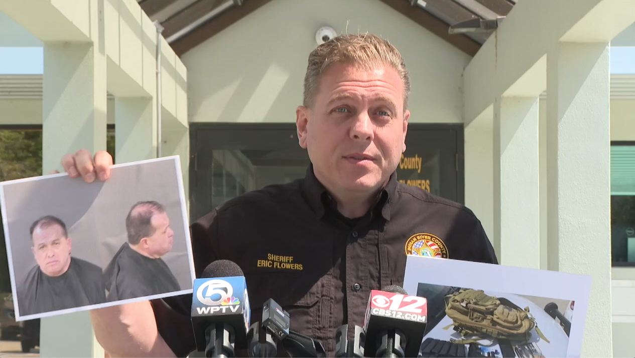 Indian River County Sheriff Eric Flowers announces the arrest of Christopher Webb during a news conference held March 11, 2024.