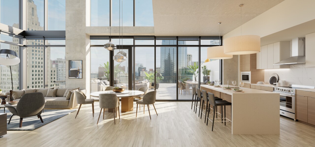 11 - Three Light Penthtouse Unit P1C Living Room.jpg