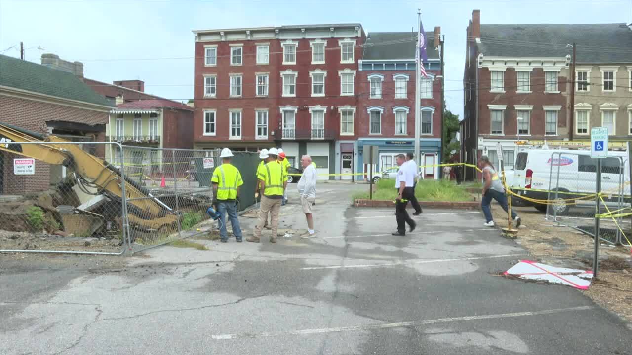 Deluge in centuries-old stormwater tunnel causes Old Towne Petersburg building to partially collapse