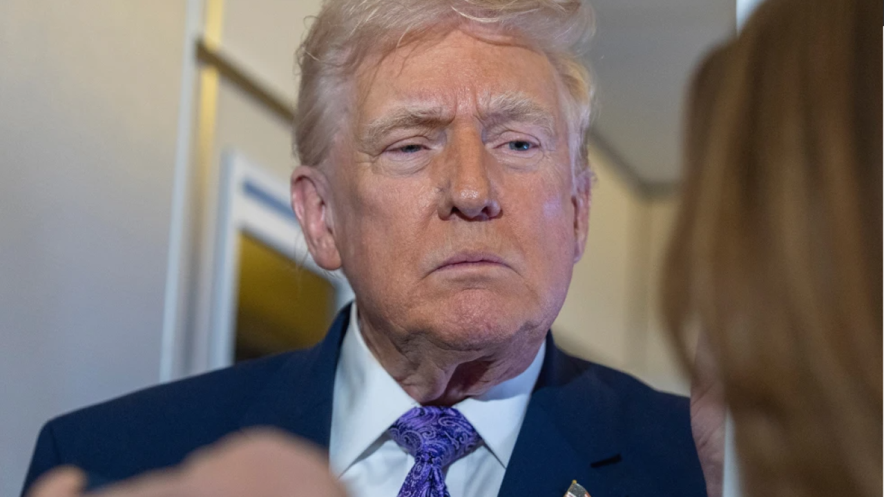 President Donald Trump speaks with reporters while in flight on Air Force One from his Mar-a-Lago estate in Palm Beach, Fla., to Joint Base Andrews, Sunday, Nov. 30, 2025.