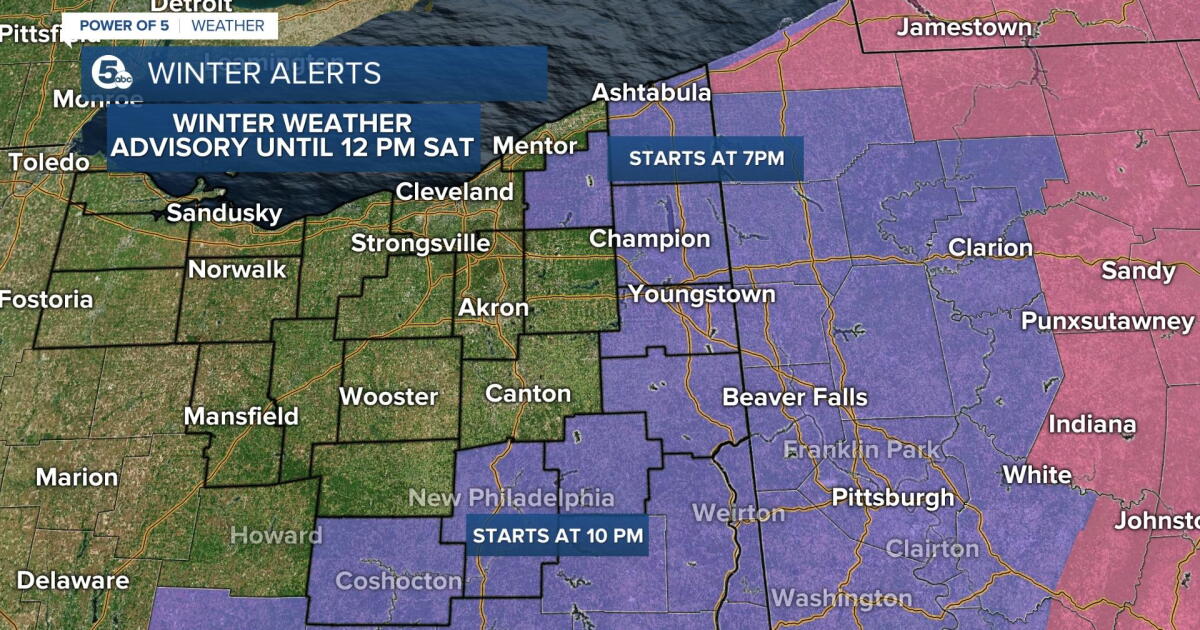 Winter Weather Advisory issued for Northeast Ohio counties