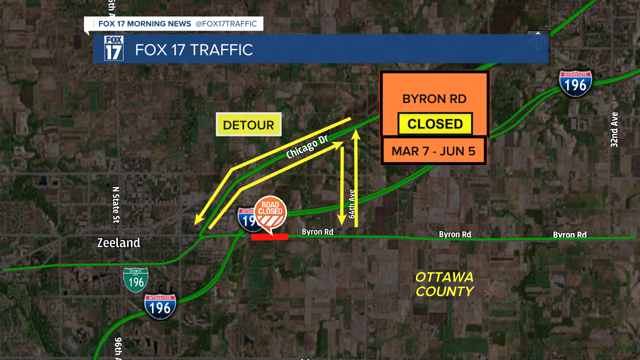 Map Byron Rd closure 2022 DETOUR (Update)