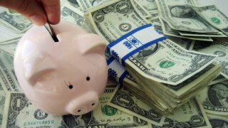 Money and a piggy bank