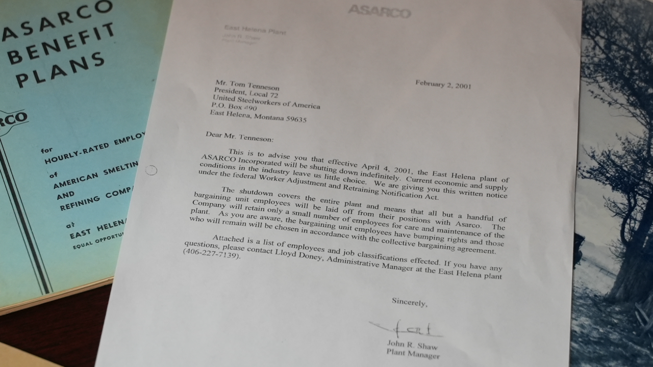 ASARCO termination letter for East Helena