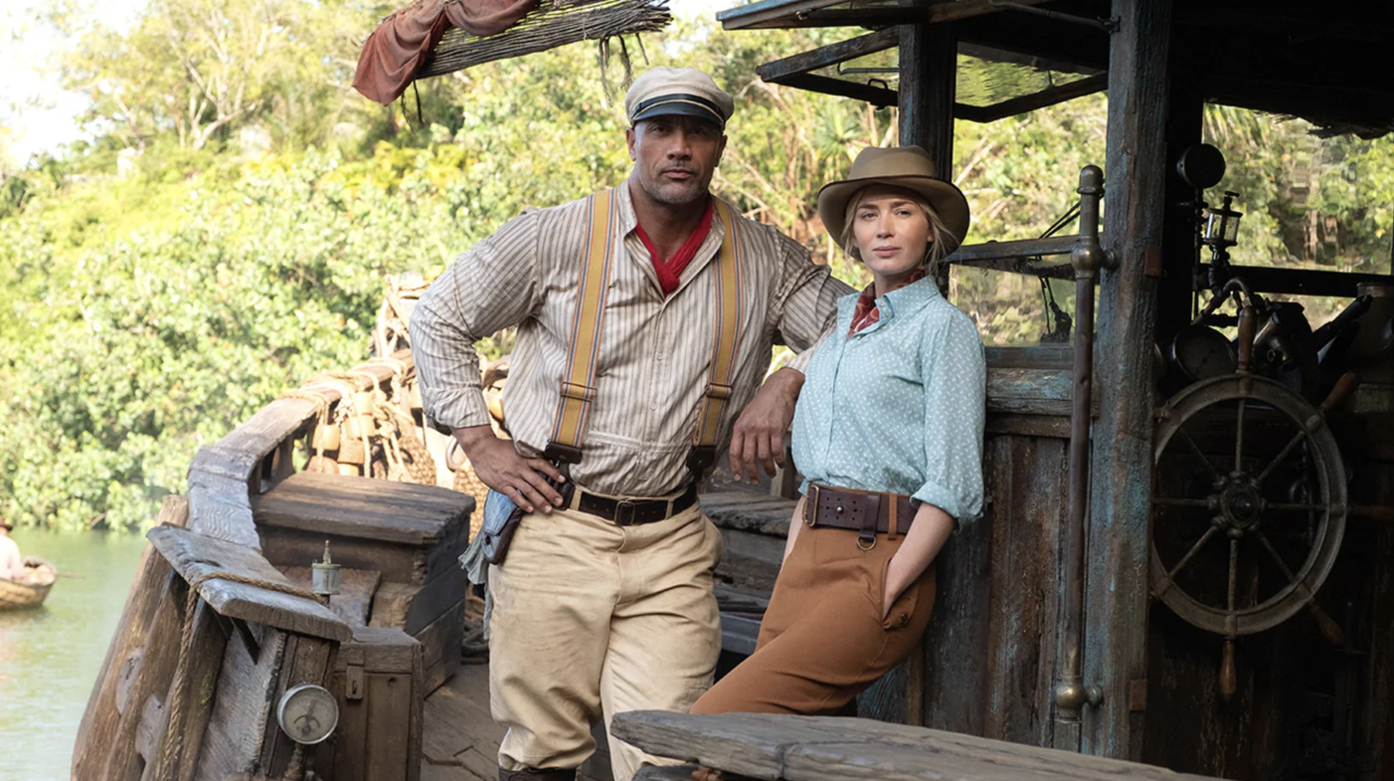 Dwayne 'The Rock' Johnson and Emily Blunt in 'Jungle Cruise' movie promotional image