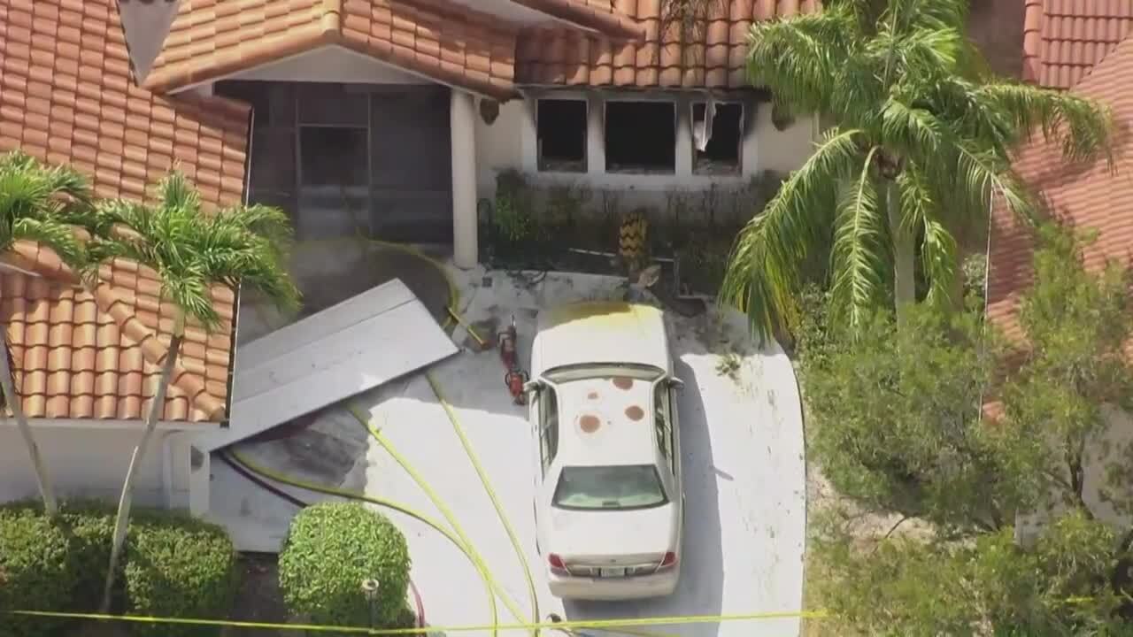 Chopper 5 above car scorched outside home, March 9, 2023