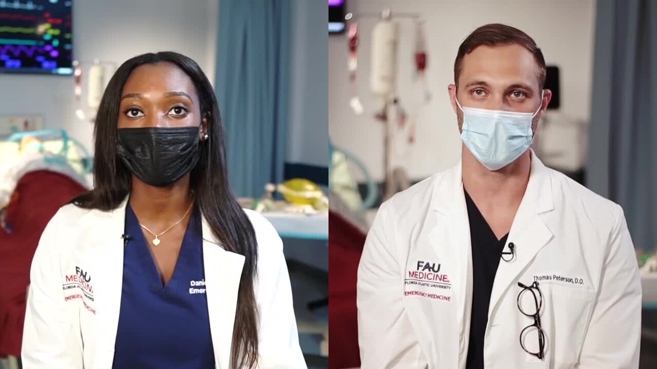 Dr. Daniella Lamour and Dr. Thomas Peterson, FAU School of Medicine residents