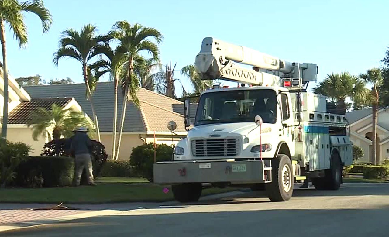 Florida Power and Light worked to restore power on Feb. 1, 2026, to customers who lost electricity from high winds and a historic cold snap.