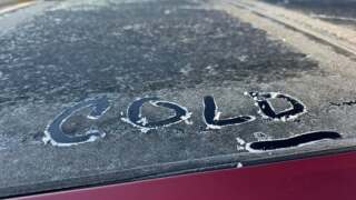 'Cold' written in frost