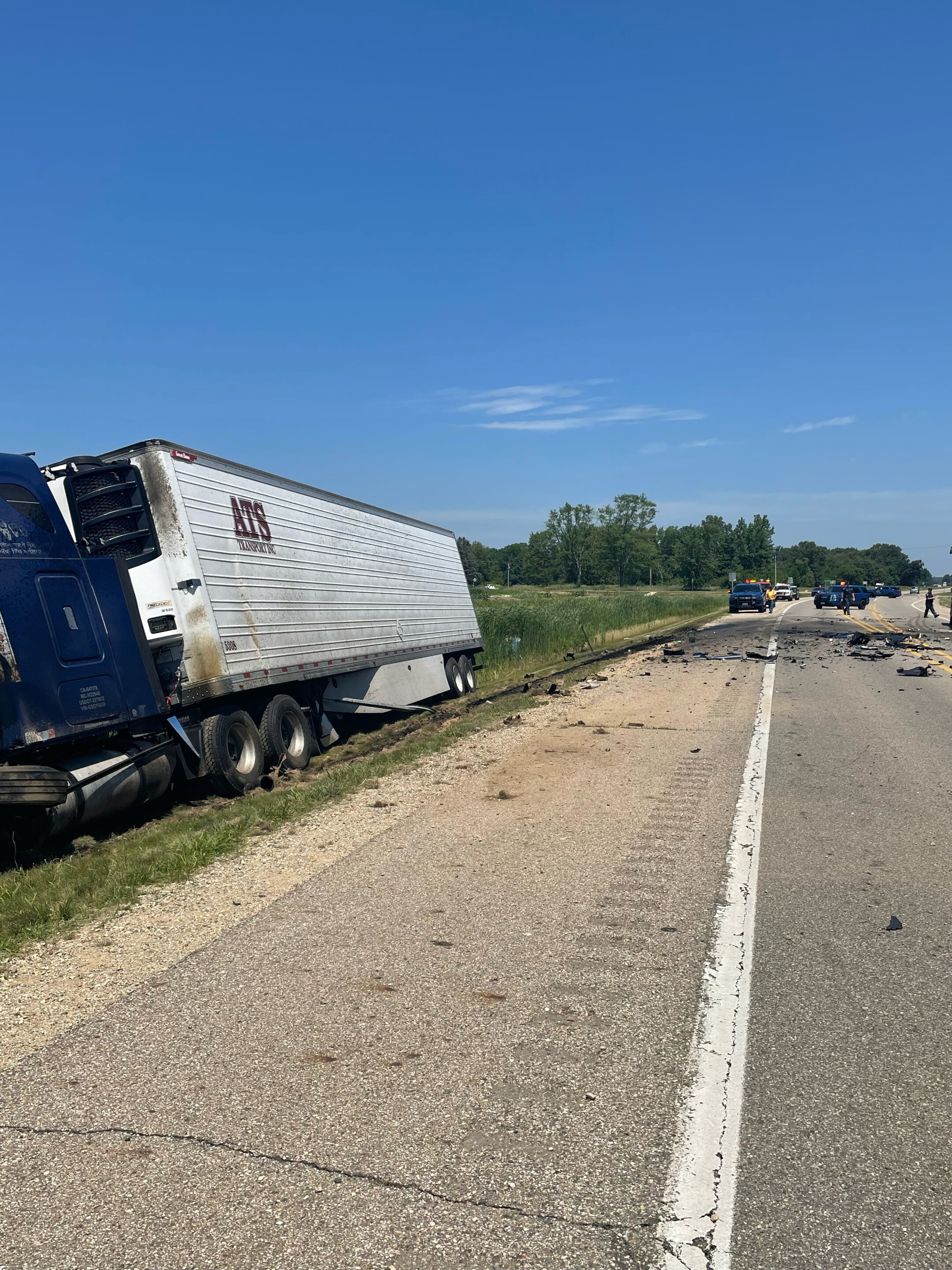 State police: 2 dead, 1 hospitalized after pickup hits semi head-on