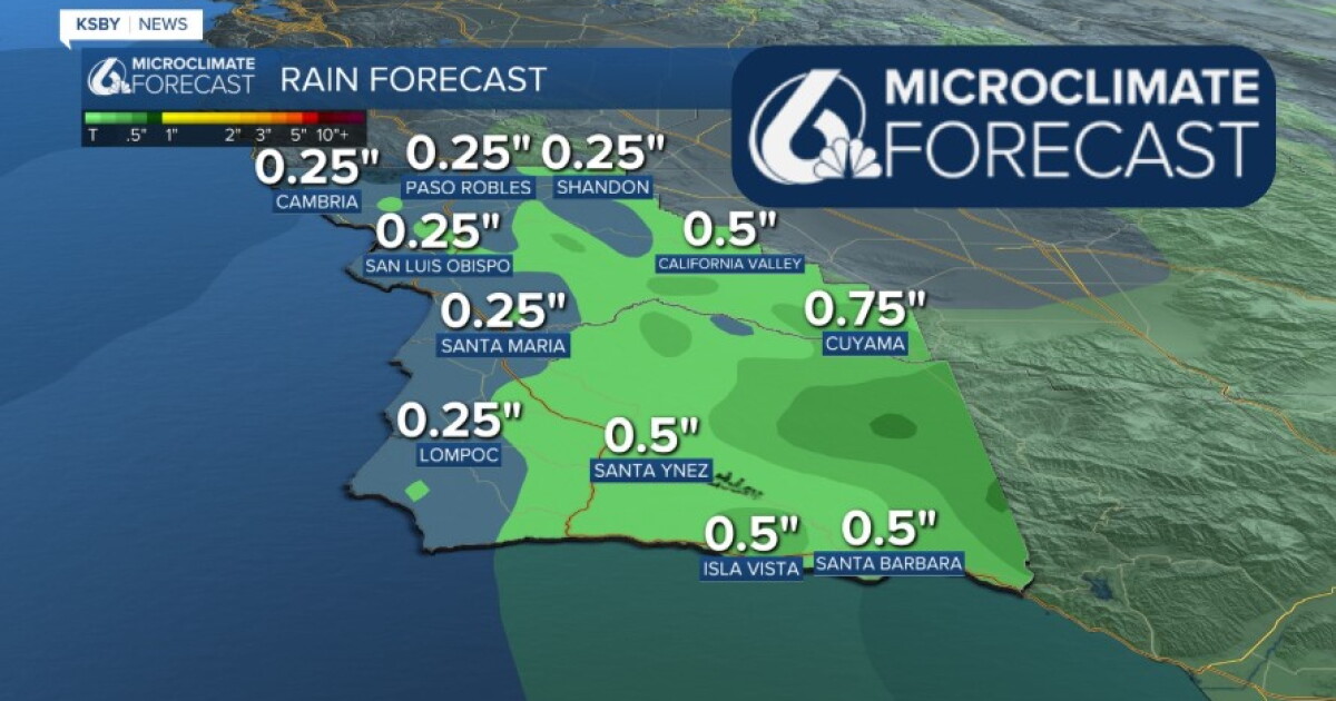 Rain is headed to the Central Coast tomorrow evening