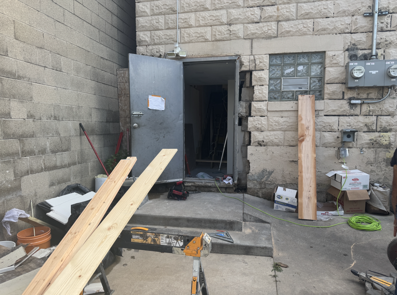 Ongoing work on Orenda Cafe's new back entrance