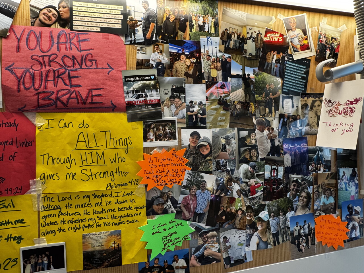 The wall of support in Tristan's hospital room