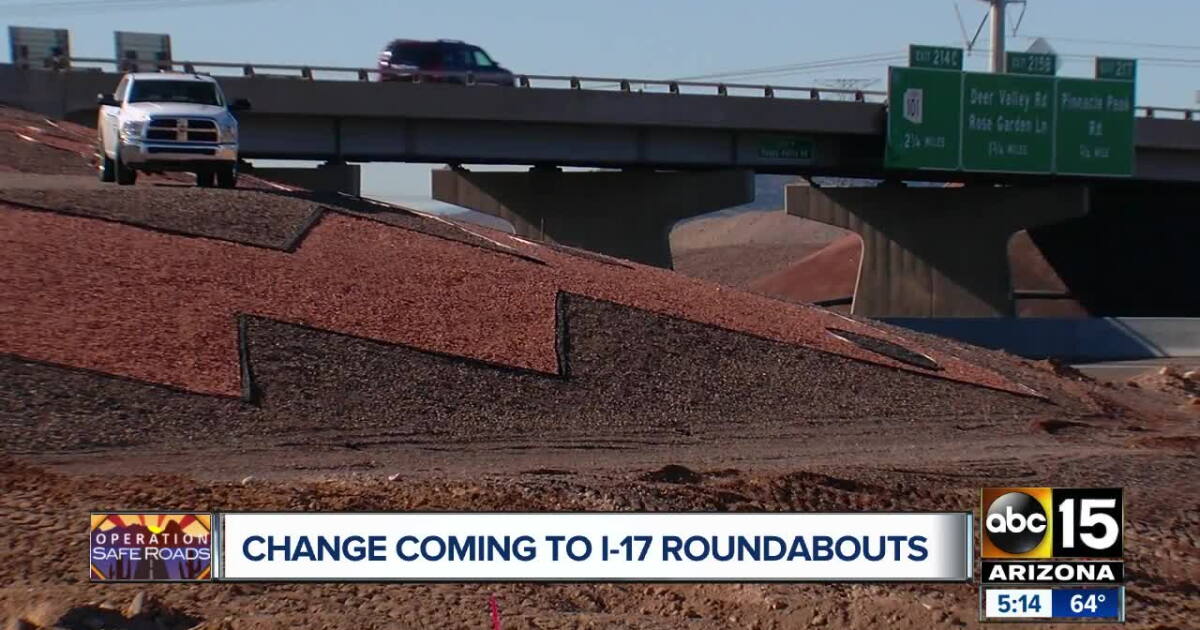 Phoenix Roundabout ADOT removing Happy Valley Road roundabouts at I-17