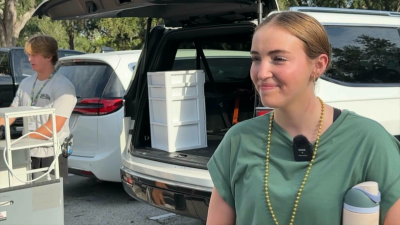 College student on move-in day