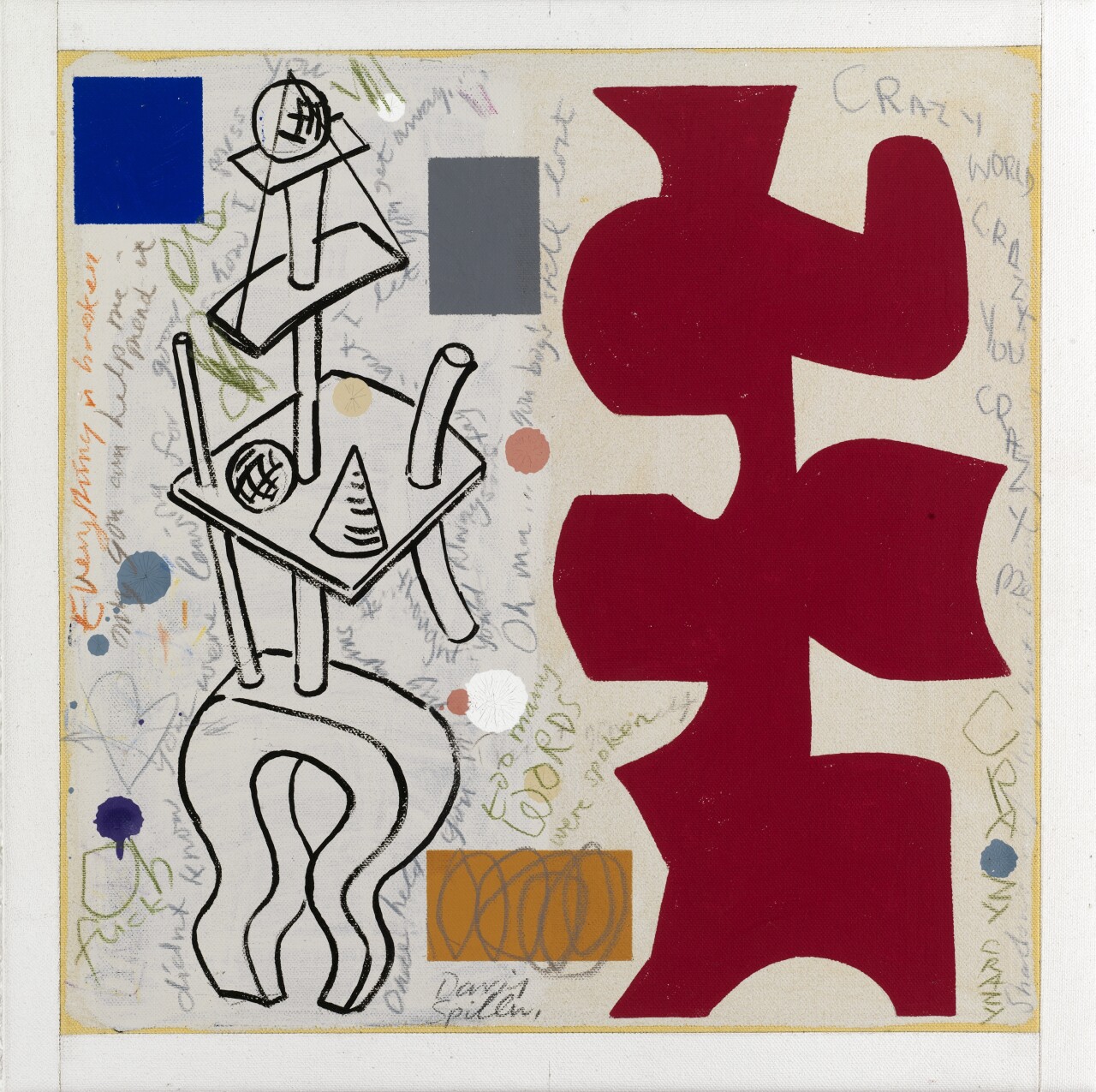 Crazy World © David Spiller, 2006, Acrylic and pencil on canvas, 15.75 x 15.75 inches.jpg