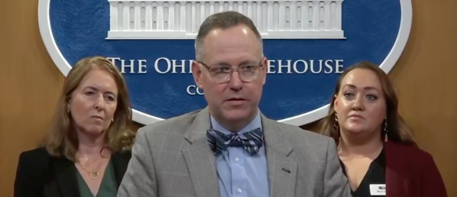 Ohio Sen. Bill Blessing at a press conference on Sept. 23, 2026, announcing the findings of a working group and his intent to sponsor statute of limitations reform.