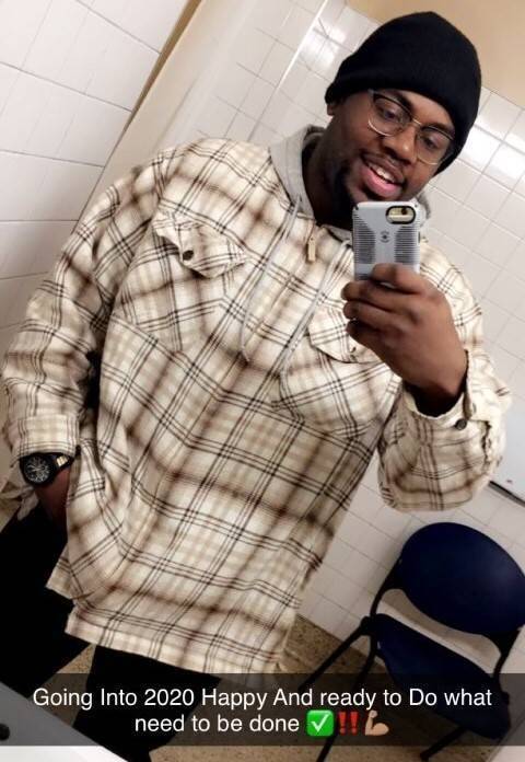 Rodney Walker took this photo of himself on New Year's Day 2020 at the City Gospel Mission homeless shelter. His caption says, "Going into 2020 Happy and ready to Do what need to be done."