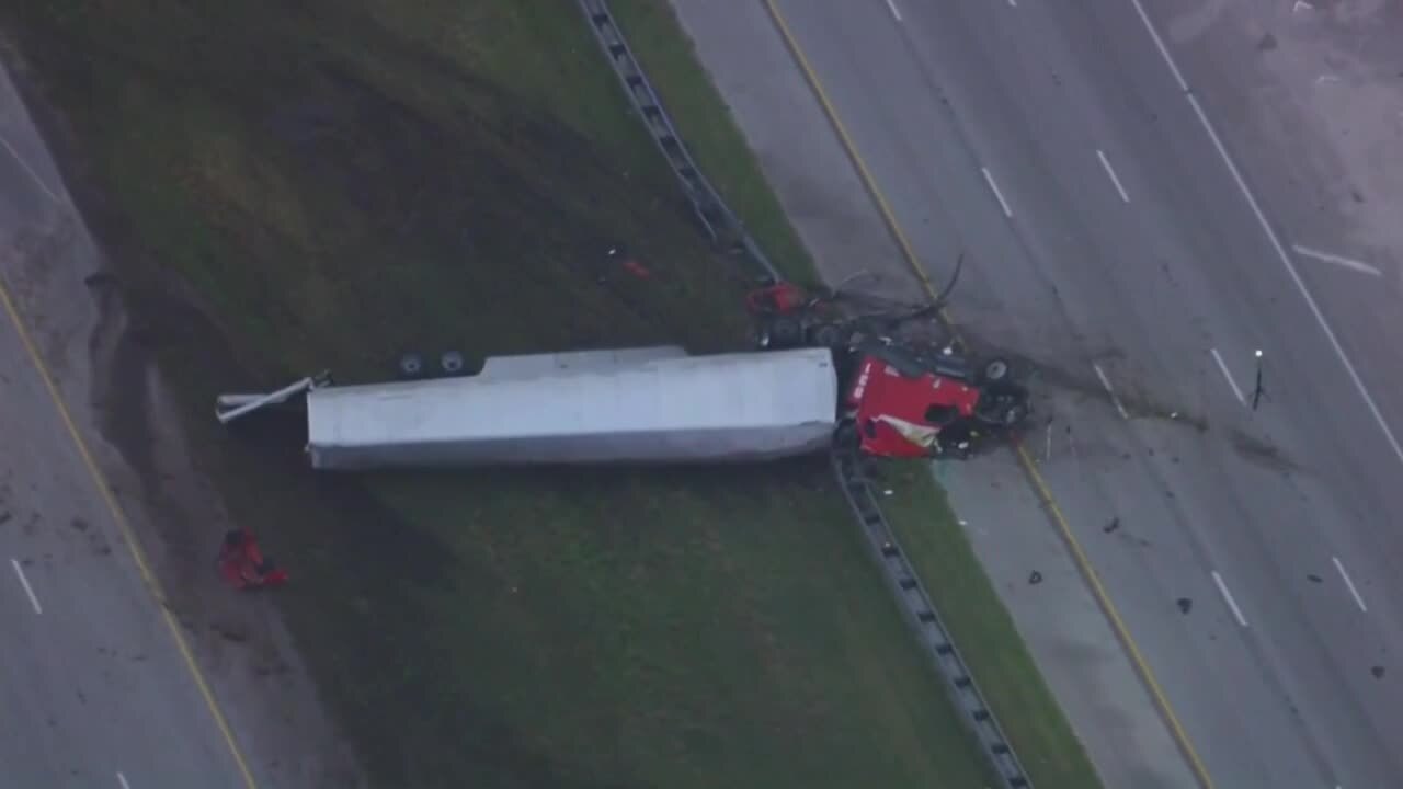 A semi truck involved in a wreck on Interstate 95 near Crosstown Parkway in Port St. Lucie on Feb. 2, 2024.jpg