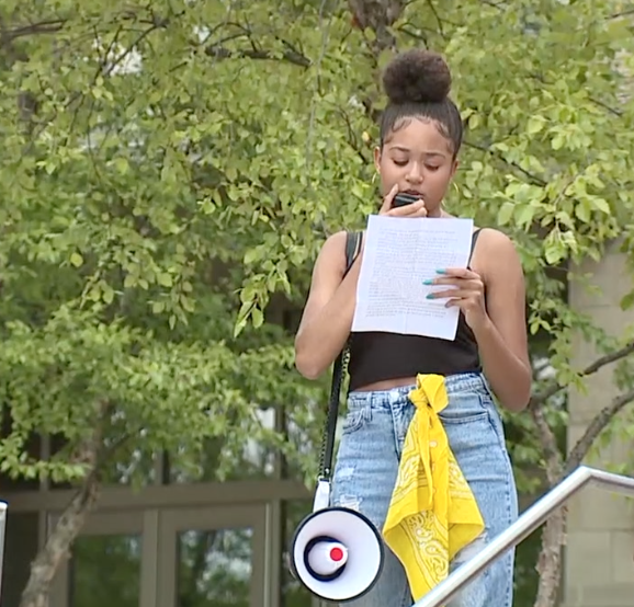 Mariah Norman during a Black Lives Matter march she organized in June